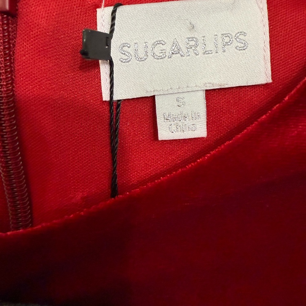 Sugarlips Red A-line Dress with Bishop Sleeves and Silver Embellishments - Picture 6 of 7